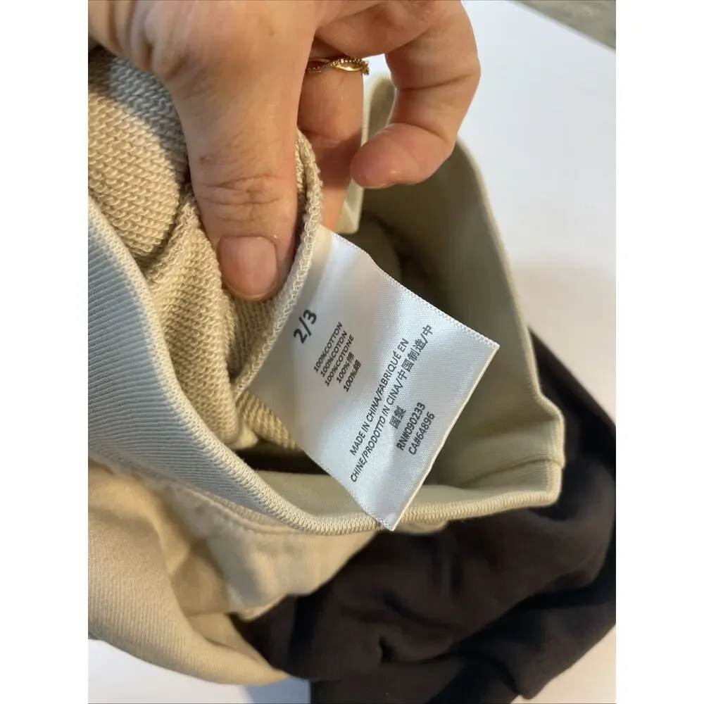 Fear of God Essentials Kids Short Sleeve Sweatshirt Two Tone Wheat Black XXS NWT